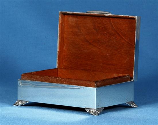 A 1960s silver rectangular cigarette box, gross 12.4 oz/387 grams.